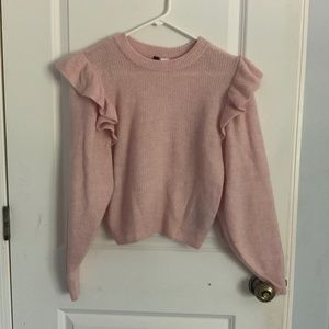 H&M pink ruffle sleeve sweater